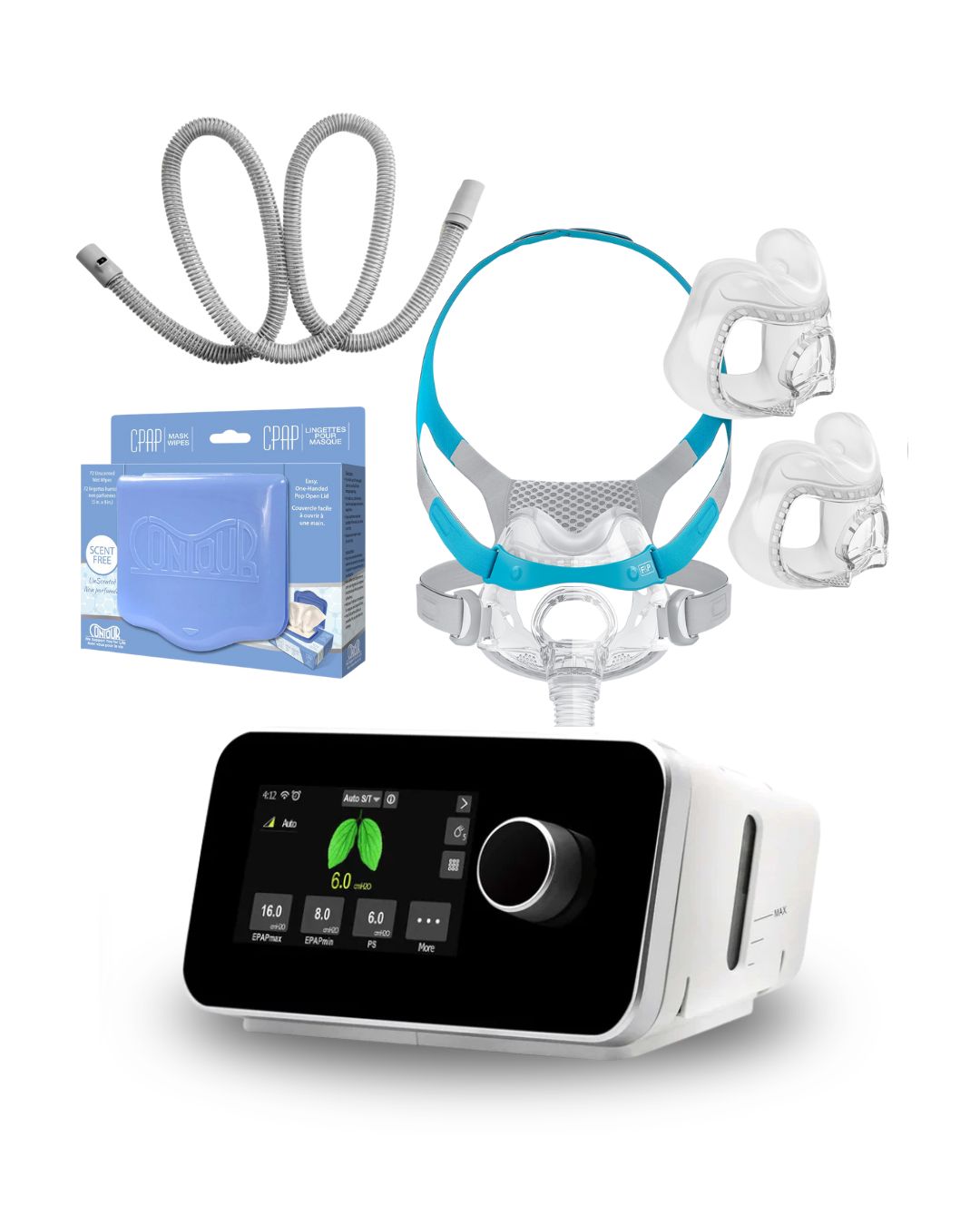 ResVent IBreeze APAP Bundle (F&P EVORA Full Face Mask | Unscented Mask Wipes | Heated Tubing | 6 Filters)