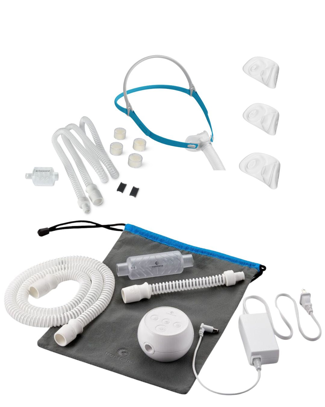 Transcend Micro Travel CPAP Bundle (F&P NOVA Micro Pillows Fit Pack | Resupply Kit | Carry Case)