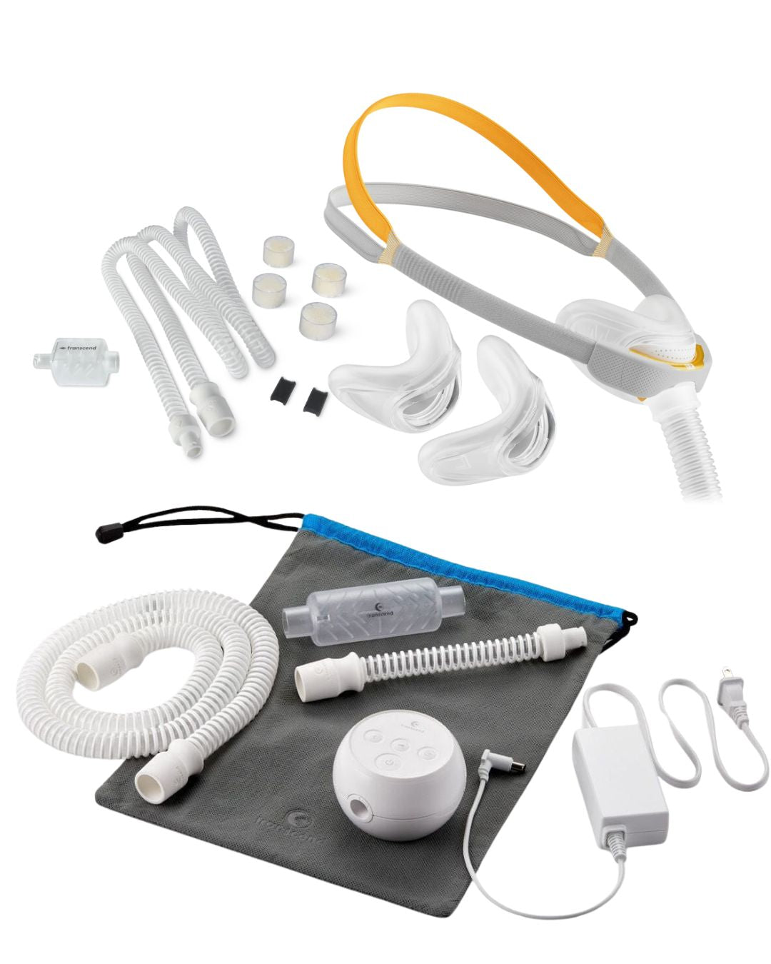 Transcend Micro Travel CPAP Bundle (F&P SOLO Nasal & Pillows Fit Pack | Resupply Kit | Carry Case)