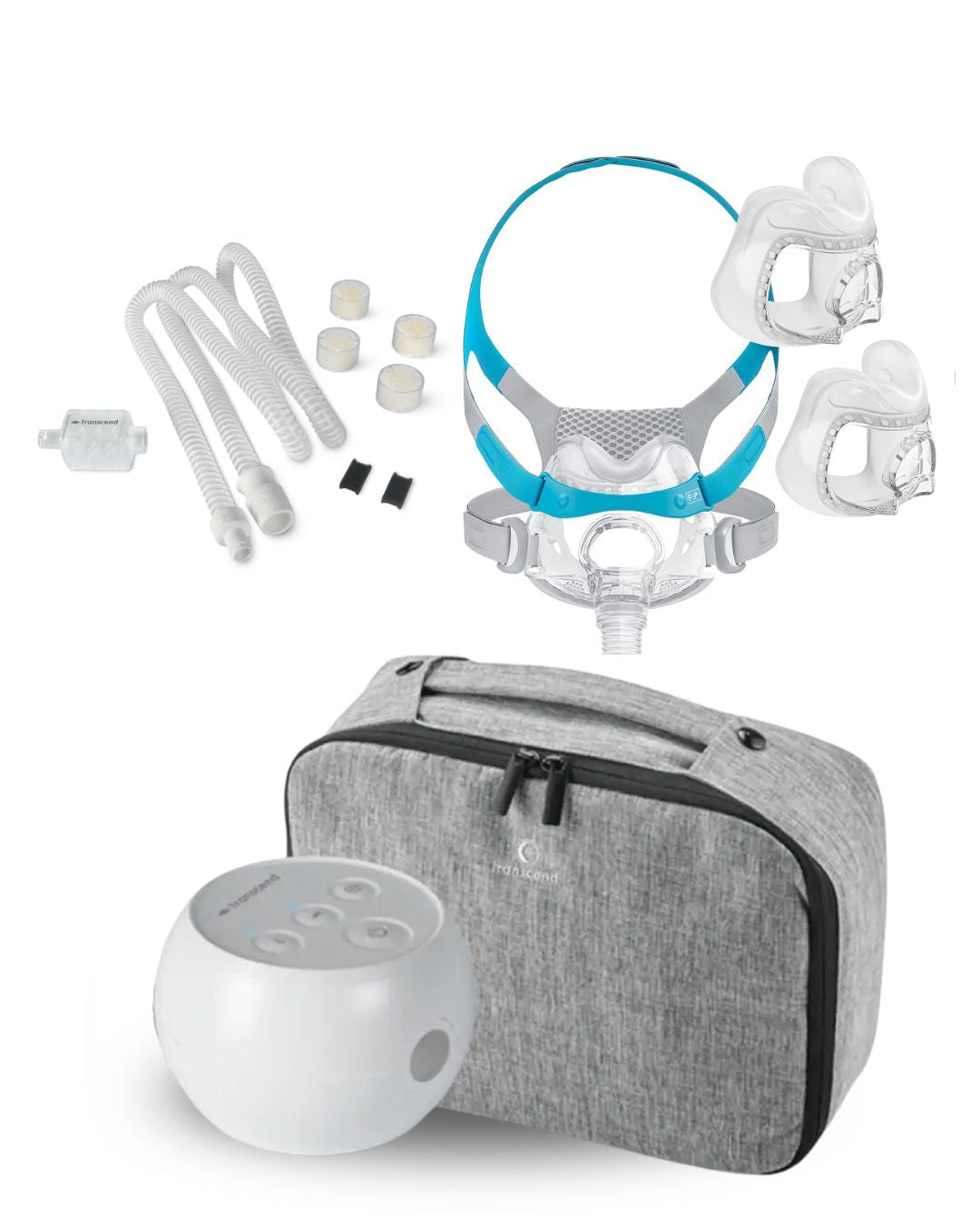 Transcend Micro Travel CPAP Bundle (EVORA Full Face Fit Pack | Resupply Kit | Carry Case)