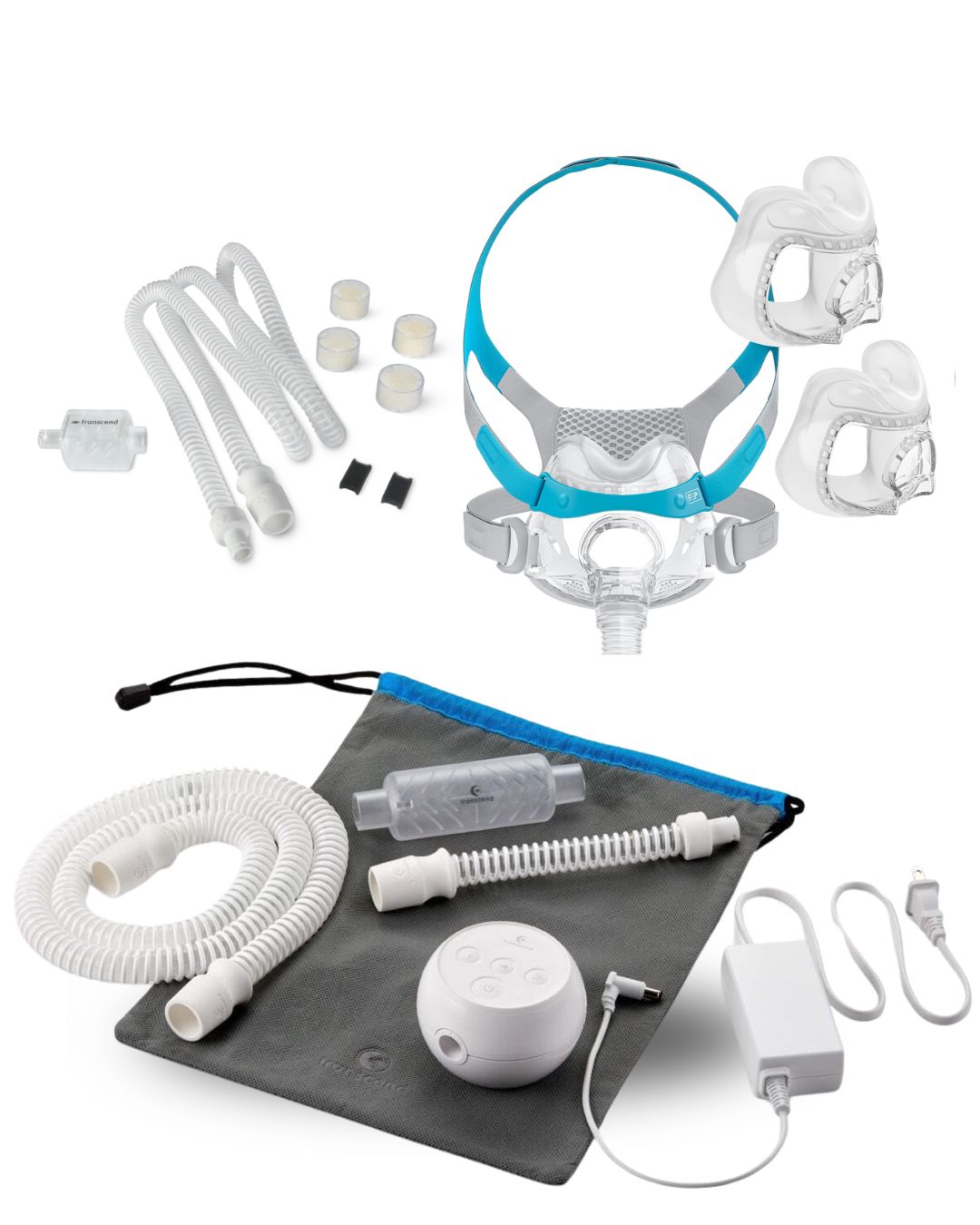 Transcend Micro Travel CPAP Bundle (EVORA Full Face Fit Pack | Resupply Kit | Carry Case)